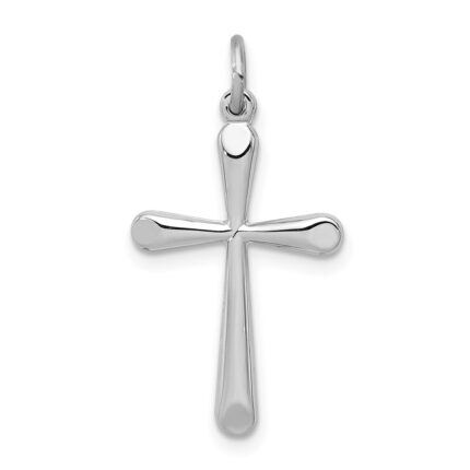 Sterling Silver Platinum-plated Cross Charm