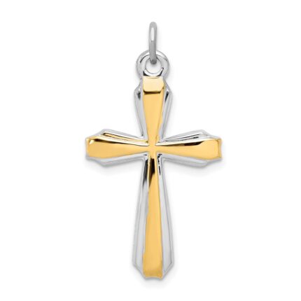 Sterling Silver Platinum-plated & 18k Gold-plated Cross Pendant
