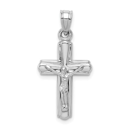 Sterling Silver Rhodium-plated Hollow Crucifix Pendant