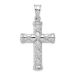 Sterling Silver Rhodium-plated Hollow Latin Cross Pendant - Image 3