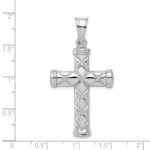 Sterling Silver Rhodium-plated Hollow Latin Cross Pendant - Image 4