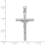 Sterling Silver Rhodium-plated Polished Crucifix Pendant - Image 4