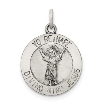Sterling Silver Antiqued Divino Nino Medal (Divine Infant Jesus)