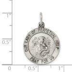 Sterling Silver Antiqued Our Lady of Perpetual Help Round Medal - Image 3