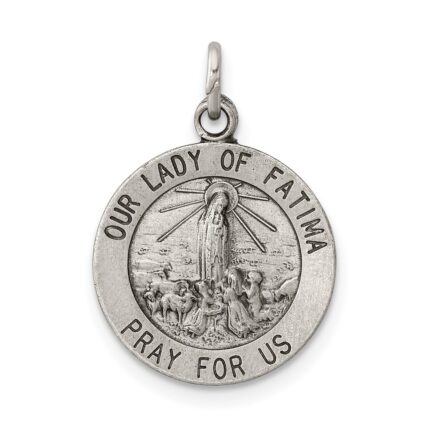 Sterling Silver Antiqued Our Lady of Fatima Medal