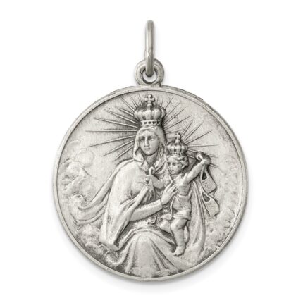 Sterling Silver Antiqued Our Lady of the Holy Scapular Medal