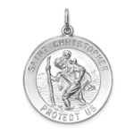 Sterling Silver Rhodium-plated Saint Christopher Medal