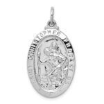 Sterling Silver Rhodium-plated Saint Christopher Medal