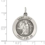 Sterling Silver Antiqued Saint Luke Medal - Image 4