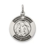 Sterling Silver Antiqued Saint Anne Medal