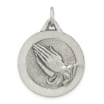 Sterling Silver Antiqued Praying Hands Pendant