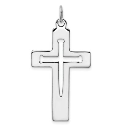 Sterling Silver Platinum-plated Latin Cross Pendant