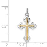 Sterling Silver Platinum-plated & 18k Gold-plated Cross Charm - Image 3
