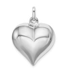 Sterling Silver Rhodium-plated Puffed Heart Pendant - Image 3