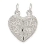 Sterling Silver Best Friend 2-piece Break apart Heart Charm