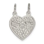 Sterling Silver Best Friends 2-piece break apart Heart Charm - Image 4