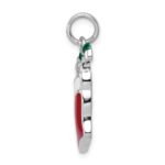 Sterling Silver Rhodium-platedEnamel Stocking Charm - Image 2