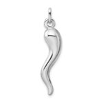 Sterling Silver Rhodium-plated Italian Horn Pendant - Image 3