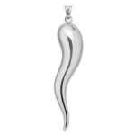 Sterling Silver Rhodium-plated Italian Horn Pendant - Image 3