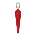 Sterling Silver Red Enamel Italian Horn Pendant - Image 2