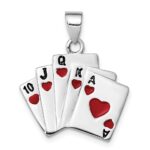Sterling Silver Rhodium-platedEnamel Royal Flush Pendant