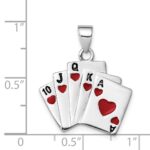 Sterling Silver Rhodium-platedEnamel Royal Flush Pendant - Image 3