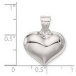 Sterling Silver Rhodium-plated Puffed Heart Charm - Image 4