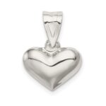 Sterling Silver Rhodium-plated Puffed Heart Charm