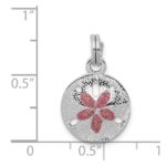 Sterling Silver Rhodium-plated Polished Enameled Sand Dollar Charm - Image 4