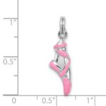 Sterling Silver Rhodium-platedPink Enamel Ballet Slipper Charm - Image 4