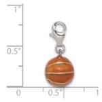 Sterling Silver Rhodium-plated 3D Enameled Basketball Charm - Image 3