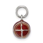 Sterling Silver Rhodium-plated and Brown Enameled 3D Football Charm - Image 2