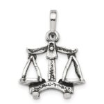 Sterling Silver Antiqued Libra Zodiac Pendant