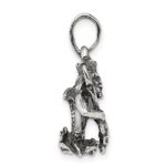 Sterling Silver Antiqued Aquarius Zodiac Pendant - Image 2