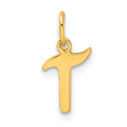 Sterling Silver Gold-tone Polished Letter T Initial Charm