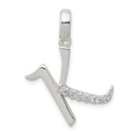 Sterling Silver CZ Letter K Initial Pendant