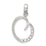 Sterling Silver CZ Letter O Initial Pendant - Image 3