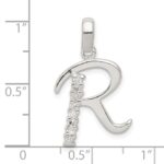 Sterling Silver CZ Letter R Initial Pendant - Image 4