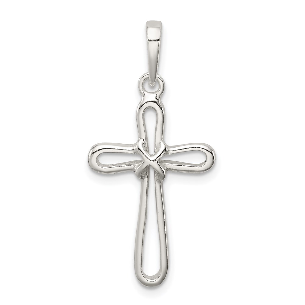 QC6640.jpg Sterling Silver Polished Cross Pendant - Image 1