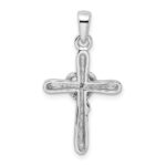 Sterling Silver Rhodium-plated White CZ Heart Cross Pendant - Image 3