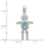 Sterling Silver Rhodium-plated CZ & March Glass Boy Pendant - Image 3