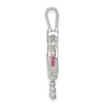 Sterling Silver Rhodium-plated CZ & October Pink CZ Boy Pendant - Image 2