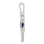 Sterling Silver Rhodium-plated CZ & September Glass Boy Pendant - Image 2