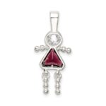 Sterling Silver Rhodium-plated CZ & February Glass Girl Pendant - Image 4