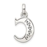 Sterling Silver White CZ Letter C Initial Pendant - Image 4