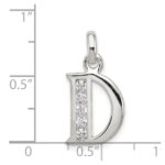 Sterling Silver White CZ Letter D Initial Pendant - Image 3