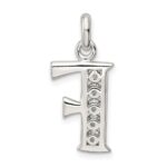 Sterling Silver White CZ Letter F Initial Pendant - Image 3