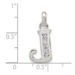Sterling Silver White CZ Letter J Initial Pendant - Image 4