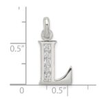 Sterling Silver White CZ Letter L Initial Pendant - Image 4