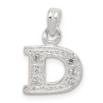 Sterling Silver CZ Letter D Initial Pendant